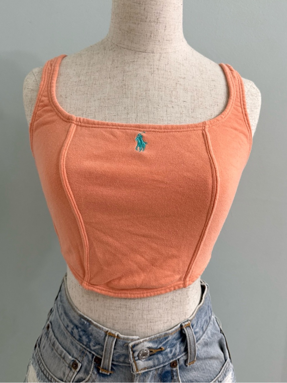 Y2K Ralph Lauren Polo Custom Cropped Corset Bustier XS